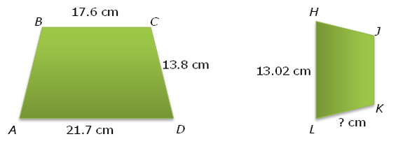 Similar trapezoids with dimensions labeled