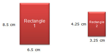 Two rectangles with dimensions labeled