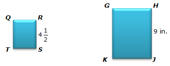 Two different rectangles with vertices labelled.