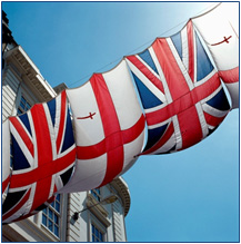 British and English flags on display