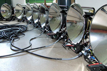 multiple flash bulbs of a stroboscope