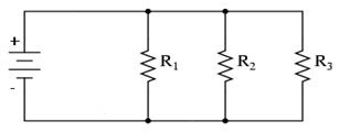 circuit with three resistors connected in parallel