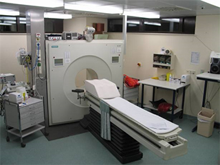 Image is of a PET scanner used for diagnosing patients