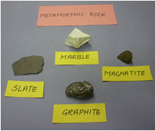 Image is of 4 different samples of metamorphic rock