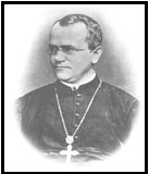 Black and white photo of Gregor Mendel
