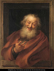 Image is of a painting on Democritus