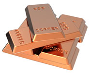 Image is of bars of copper