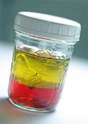 image is of layered oil and vinegar dressing