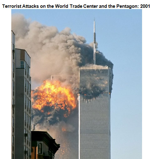 Image of the Twin Towers burning after the plane attacks