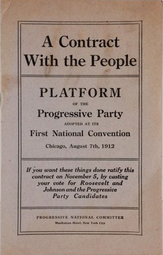 Image of a pamphlet announcing the platform of the Progressive Party