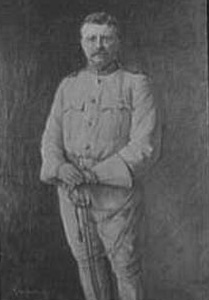 Theodore Roosevelt in his Rough Rider uniform.