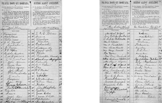 Image of the petition of the female patriotic group opposed of Hawaiian annexation