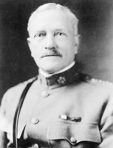 A photograph of General John J. Pershing, Commander of the American Expeditionary Force in World War I.
