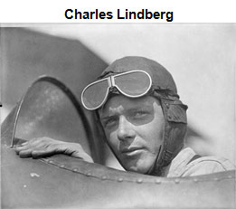 Image of Charles Lindberg sitting in the cockpit of his airplane