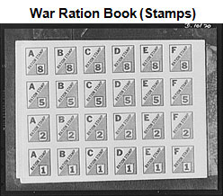 Image of a page of stamps from a war rations book