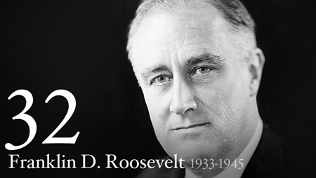 Image of Franklin D. Roosevelt’s Presidential Portrait, titled 32, Franklin D. Roosevelt 1933-1945