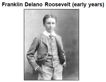 Image of a young Franklin Delano Roosevelt, standing with hands in his pockets