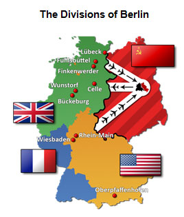 Image of a map of Berlin divided into occupation zones