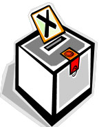 Image of a ballot box with a ballot in the slot