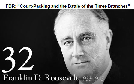 Portrait of FDR. The photo is titled 32. Franklin D. Roosevelt 1933-1945