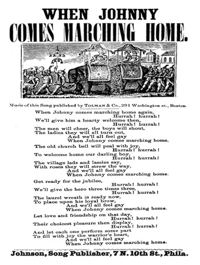 Image of the sheet music for when Johnny Comes Marching Home